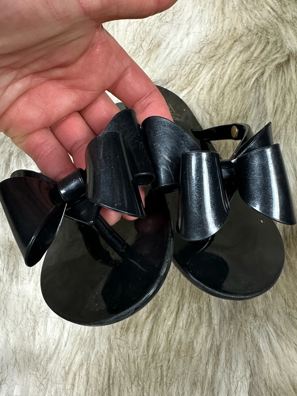 Mini Melissa Mel Black Bow Jelly Sandals Kids EU 32 Made in Brazil